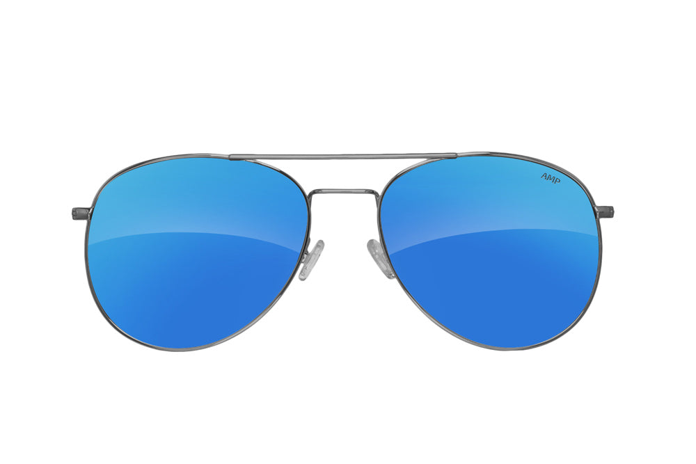 Gunmetal Sanibel Frames with AMP Color Enhancing Glacier Mirror Lenses