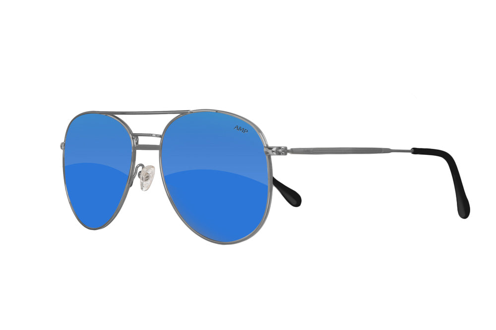 Gunmetal Sanibel Frames with AMP Color Enhancing Glacier Mirror Lenses