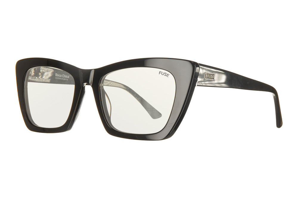 Gloss Black Boca Chica Frames with Clear Blue Light Lenses Fuse Lenses