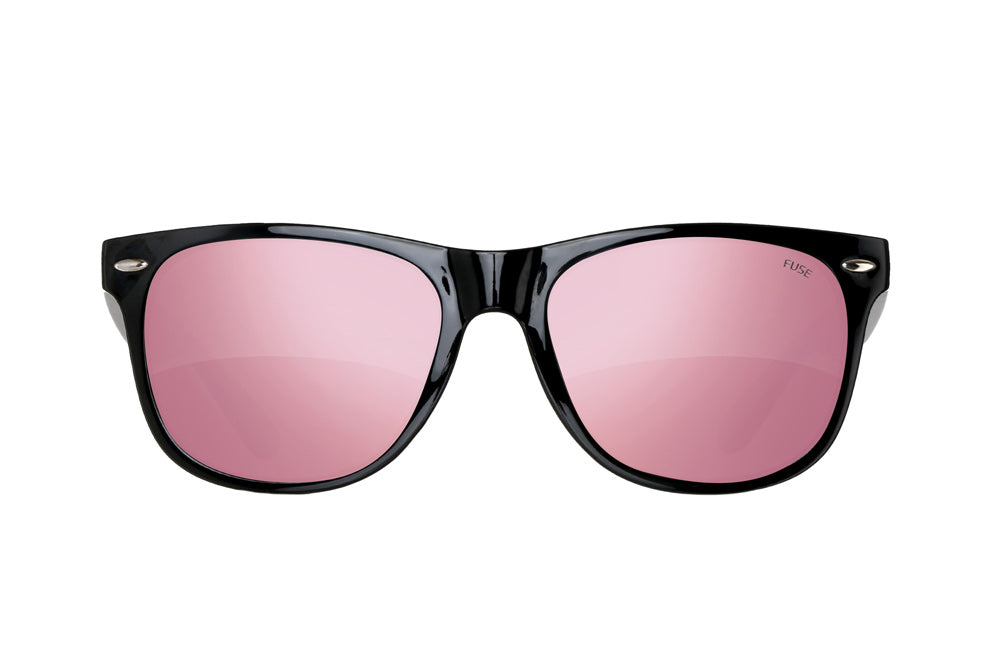 Fuse Summerland Sunglasses | Gloss Black | Rose Gold Mirror Polarized
