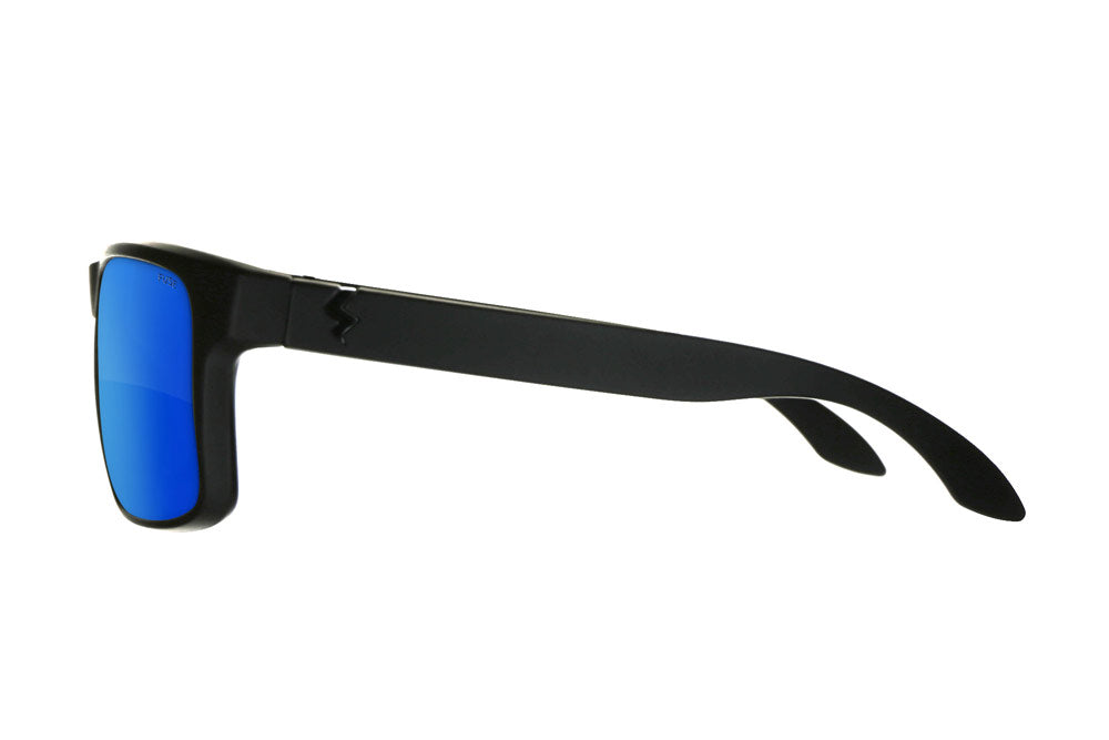 Matte Black Egmont Frames with Polarized Glacier Blue Mirror Lenses